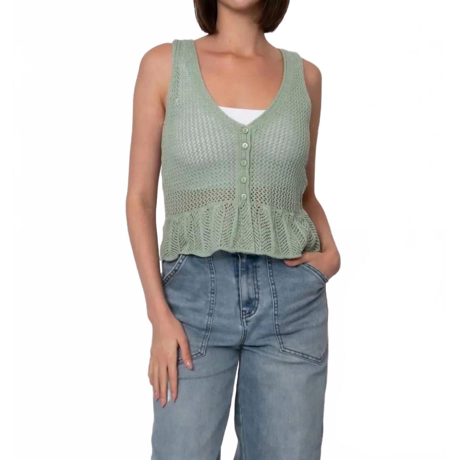 New Rd Style Malena Sleeveless Cardigan In Ivy Green